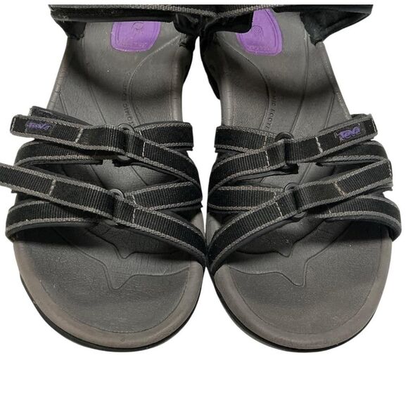 Teva Sport Sandals Women 9 40 Black Purple Tirra Strappy Hiking Outdoors Vegan - Picture 3 of 8